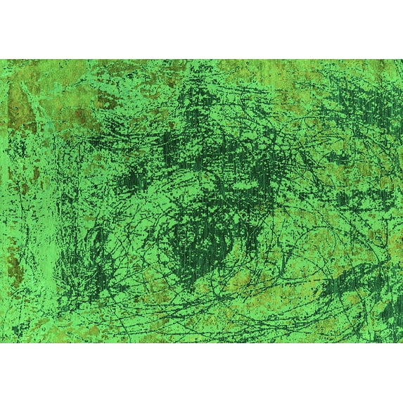 Ahgly Company Indoor Rectangle Oriental Green Industrial Area Rugs, 3' x 5'