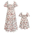 thumbnail image 2 of IBTOM CASTLE Mommy and Me Dress Summer Casual Boho Floral A-Line Ruffled Flowy Beach Hawaiian Vacation Maxi Dress 2 Years White Floral, 2 of 8