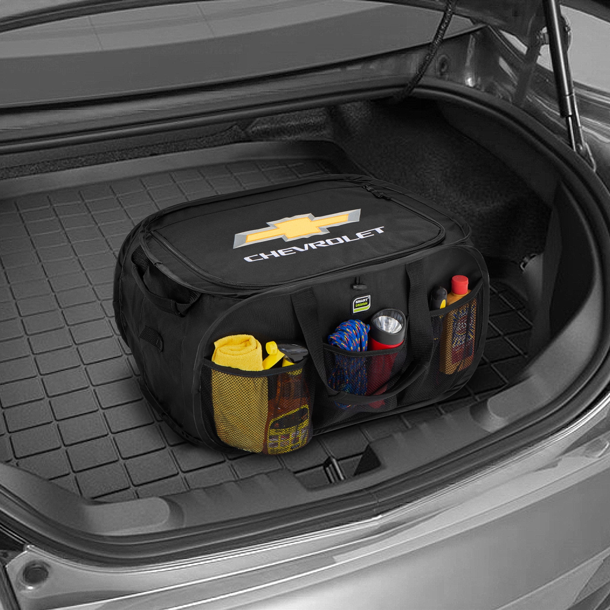 Pop Up Chevy Trunk Organizer with Easy Carry Handles, Side Pockets, and Zipper Top - 23 Inch - Chevrolet