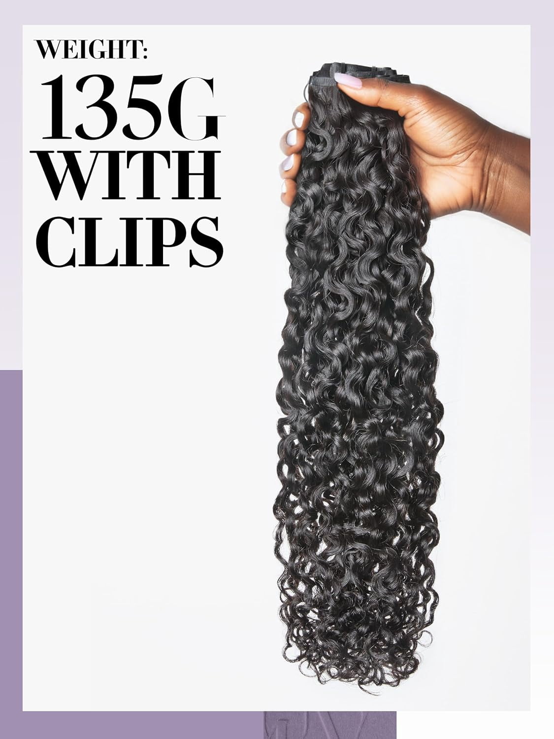 LUVME Messy Burmese Curly 24" Clip in Hair Extensions Real Human Hair Fullness for Women Brazilian Remy Natural Black