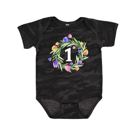 

Inktastic 1st Birthday Tulip Flower Wreath Boys or Girls Baby Bodysuit