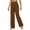 Brown, variant on Arlun Stylish Loose Solid Color High Waist Straight Leg Pants with Pockets Womens Soft Comfortable Elastic Waisted Basic Sports Leisure for Daily Commuter Wear White XL