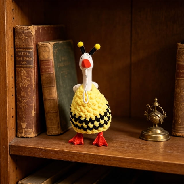 Accesorios de adornos de animales tejidos de 7 pulgadas, set decorativo de poliéster hecho a mano para escritorio, repisa y embellishments de regalo en amarillo, verde y azul.