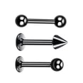 thumbnail image 3 of 8 piezas de material acero inoxidable negro abierto / labio / de aro para cejas Stud Tragus Piercings barra recta 16G 8mm, 3 of 8