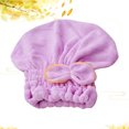 thumbnail image 3 of Bowknot Hair Drying Coral Fleece Shower Caps Elastic Bath Hair (Purple), 3 of 9
