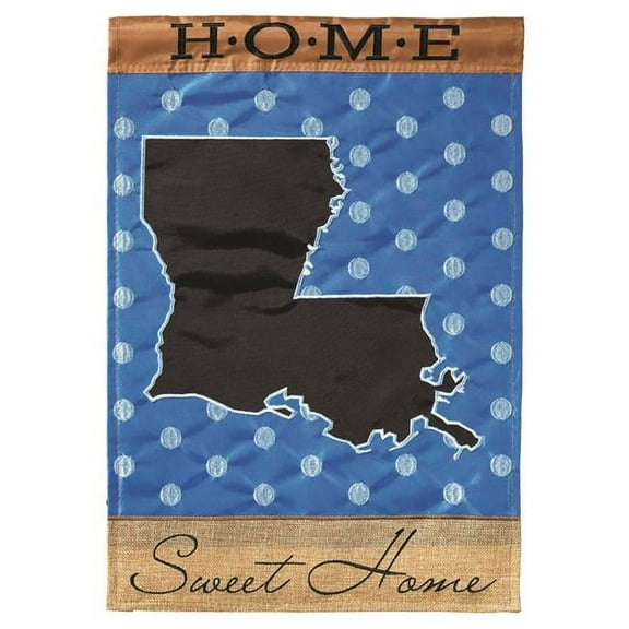 Magnolia Gardens M010095 13 x 18 in. Double Applique Louisiana Home Sweet Burlap Garden Flag