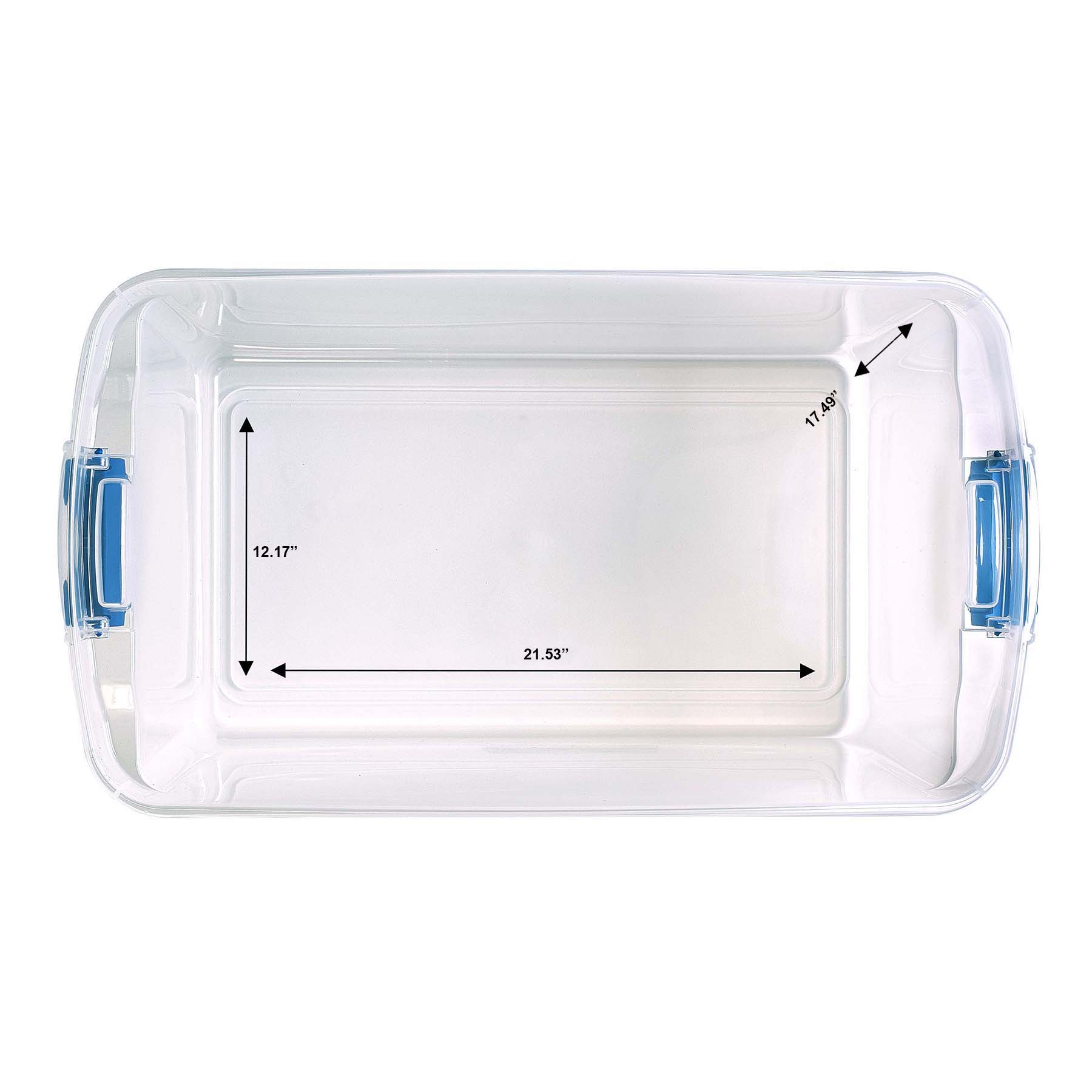 Homz 28 Gallon Stackable Latching Plastic Storage Boxes, Blue and Clear, 6 Count - image 4 of 7