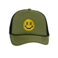 thumbnail image 2 of Gravity Threads Smile Face Embroidery Adjustable Trucker Hat - Cross Eye - Olive/Black, 2 of 4
