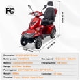 thumbnail image 3 of Xlluproid Heavy Duty 4-Wheel Mobility Scooterfor Seniors & Adults,Powerful 1000W Brushless Motor,500 lbs Capacity,38 Miles 3-Speed Long Range,All Terrain Mobility Scooter with Lockable Trunk,Red, 3 of 8