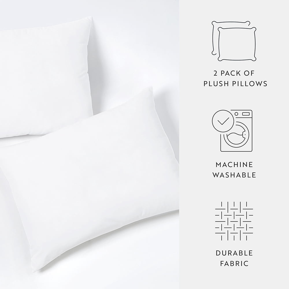 Plush Bed Pillows 2-Pack For All Sleep Styles - Back, Side and Stomach Sleepers - in Standard/Queen Size by Comfort Canopy