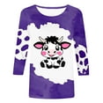 thumbnail image 3 of Oplxuo Cute Cow Printed 3/4 Sleeve T-Shirts for Women Crewneck Dressy Blouse Loose Pullover Casual Tunic Tee Tops, 3 of 3