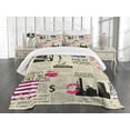 thumbnail image 3 of Ambesonne United States Quilted Bedspread Set 3 Pcs, NYC Newspaper, King Size, Multicolor, 3 of 5