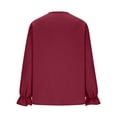 thumbnail image 6 of LangJing Button Down Linen Shirts for Women Long Sleeve Cotton Pleated Dressy Blouse Flowy V Neck Office Work Peplum Tops Wine,L, 6 of 7