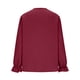 thumbnail image 5 of Tops de Manga Larga de las Mujeres de Color Sólido Casual con Detalle Del Botón Plisado, Blusa de Lino con Cuello en V para el Otoño Diario, 5 of 9