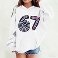 thumbnail image 2 of Fiaer Kids Six Seven Slang Hoodies for Girls Boys Long Sleeve Hooded Sweatshirts 6 7 Printed Pullover Tops,Size 1-12 Years White 160, 2 of 4