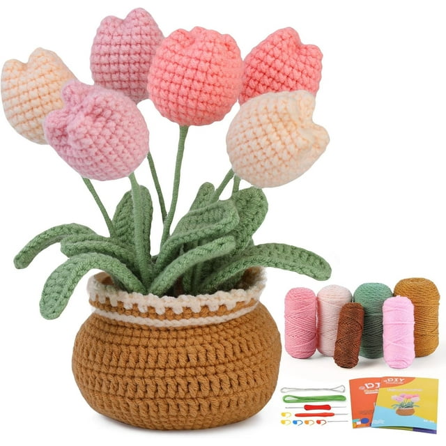 DIY Crochet Flowers, Sunflowers & Woobles - Multicolour Yarn & Hooks