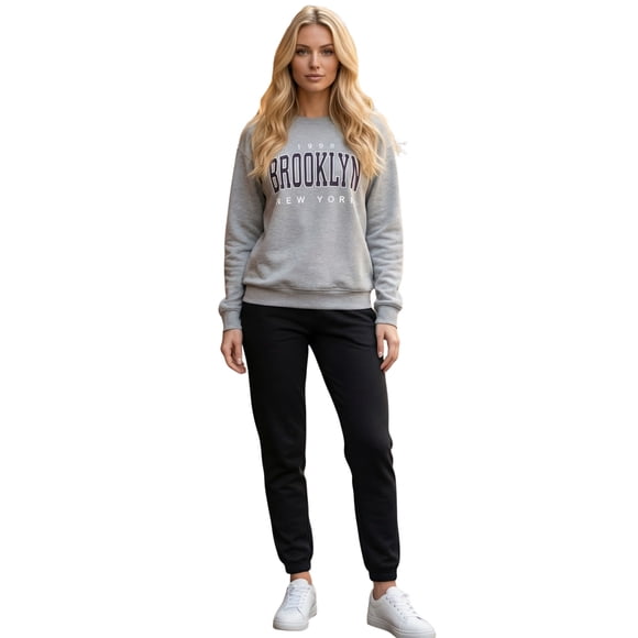 Set Mujer Sudadera Estampada y Pants Casual Cálido