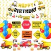 Construction Birthday Party Supplies by MAHI Dump Truck Party Decorations Kits Set with 3 foil balloons for Kids Birthday Party 59 pack