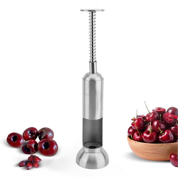 YAHHU 304 Stainless Steel Cherry Pitter – Easy Cleanup, 99% Pit Removal, Durable Construction, Splash Guard, Dishwasher Safe