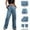 #Blue, variant on DPTALR Women's High Waisted Wide Leg Cargo Pants With Pockets Military Trousers,Black,Size XL