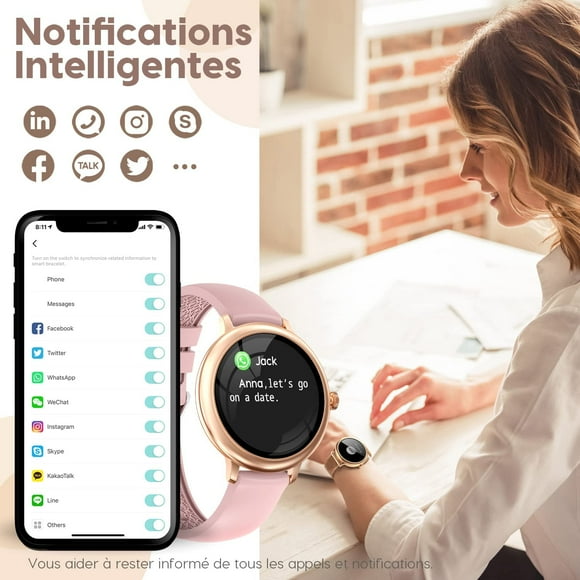 Zshan Smart Watch for Women with Female Function, Silver Waterproof Sports Smart Watch, Heart Rate Blood Oxygen Monitor, Calorie Pedometer, Fitness Watch for iPhone Android