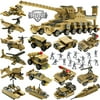Lavinya STEM Building Toys Set, Creative Army Toys for 6 7 8 9 10 Year Old Boy Kids Gifts, with 544 PCS Military Vehicles Model Blocks Toy and 20 Little Toy Soldiers, 16 in 1 Building Bricks Army Tank