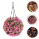 thumbnail image 3 of Pink LED Lighted Floral Topiary Ball for Decor Solar Hanging Plants Lamp, 3 of 5