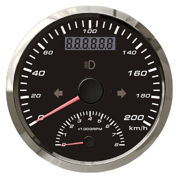 Motorcycle GPS Speedometer 200kmh 125kmh Tachometer 8000RPM 85mm Left Right High Beam Over Speed Alarm Odometer with GPS Antenna ,Wide Application