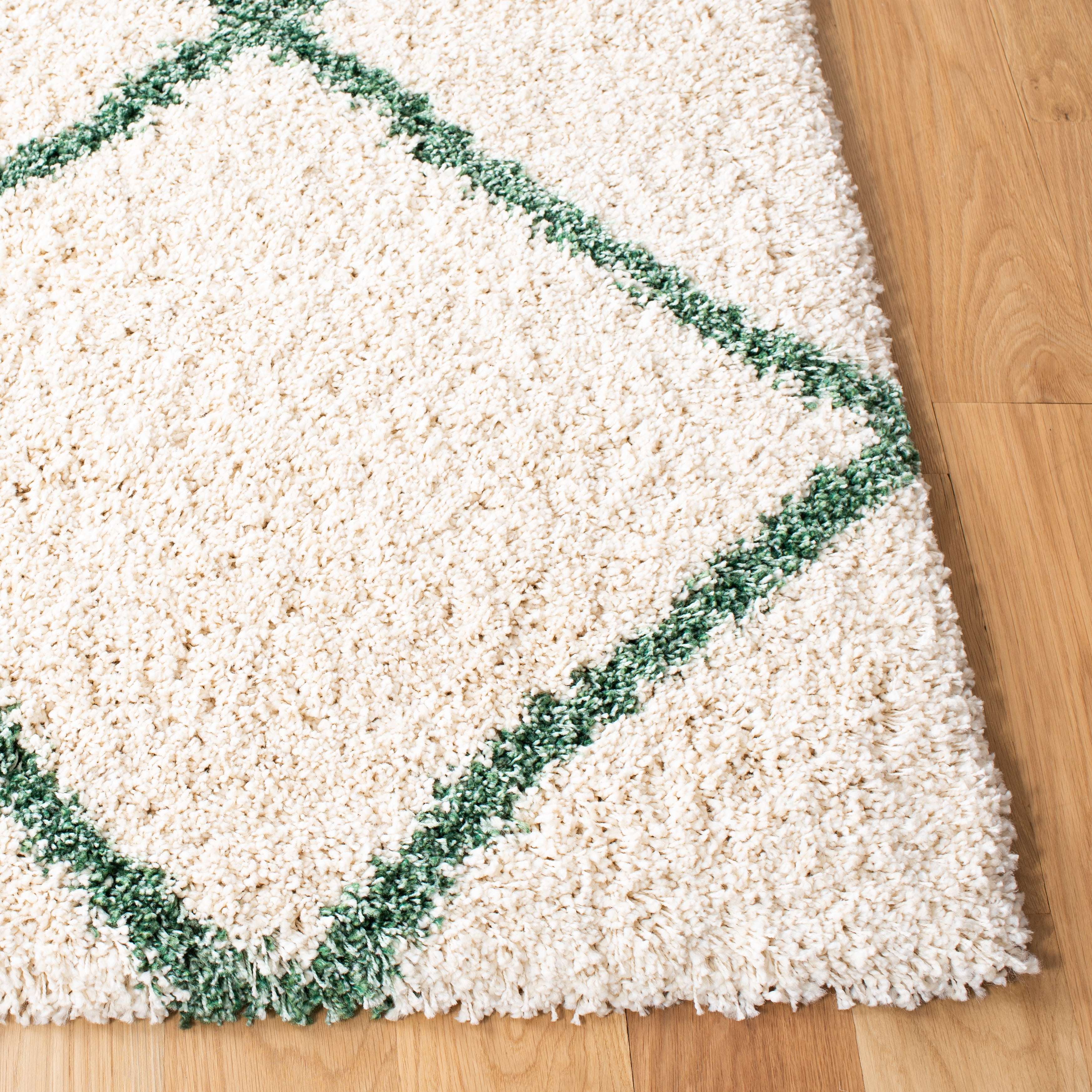 Safavieh Hudson Amias Geometric Shag Area Rug, Ivory/Green, 10' x 14'