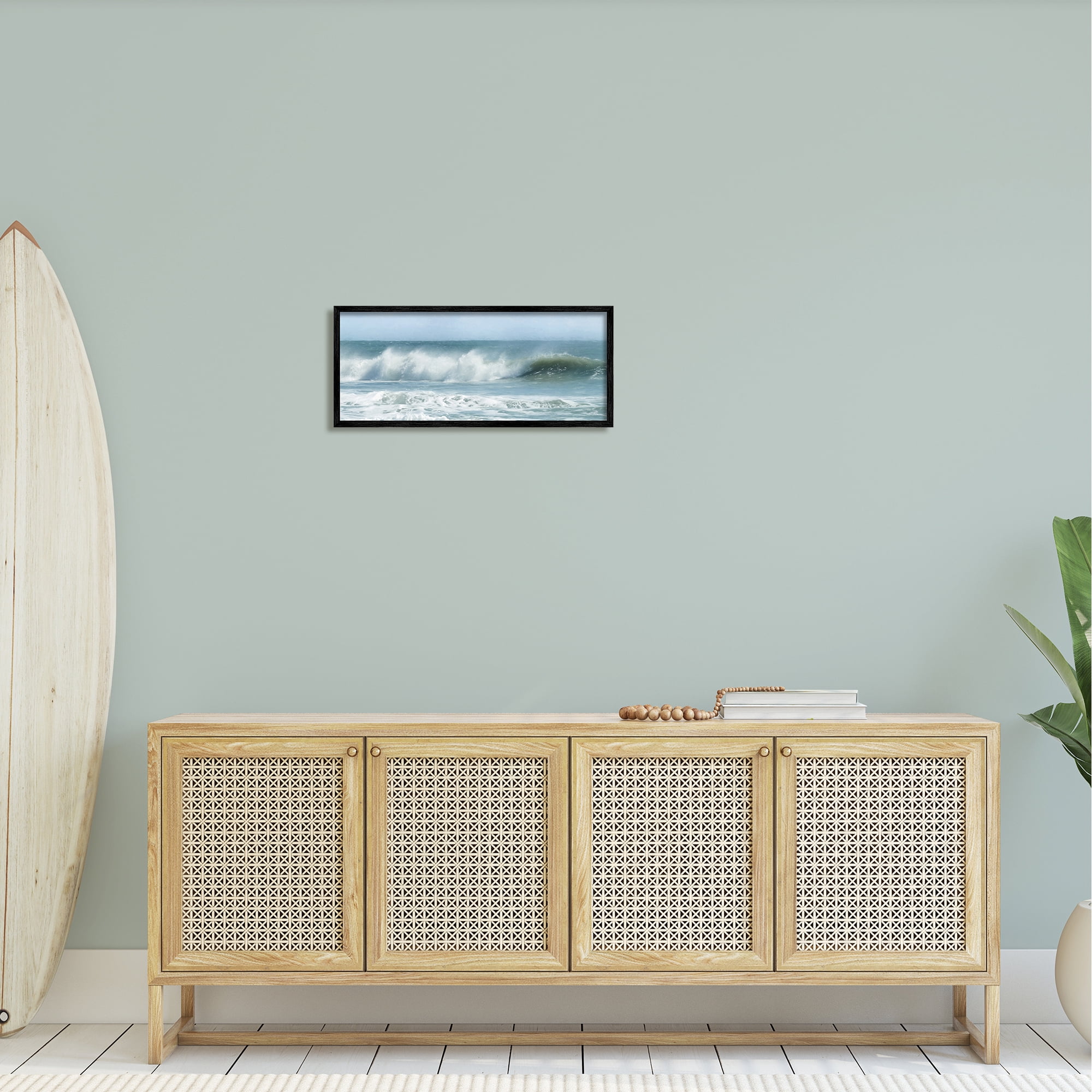 Stupell Rolling Sea Waves Ocean Landscape Photography Black Framed Art Print Wall Art
