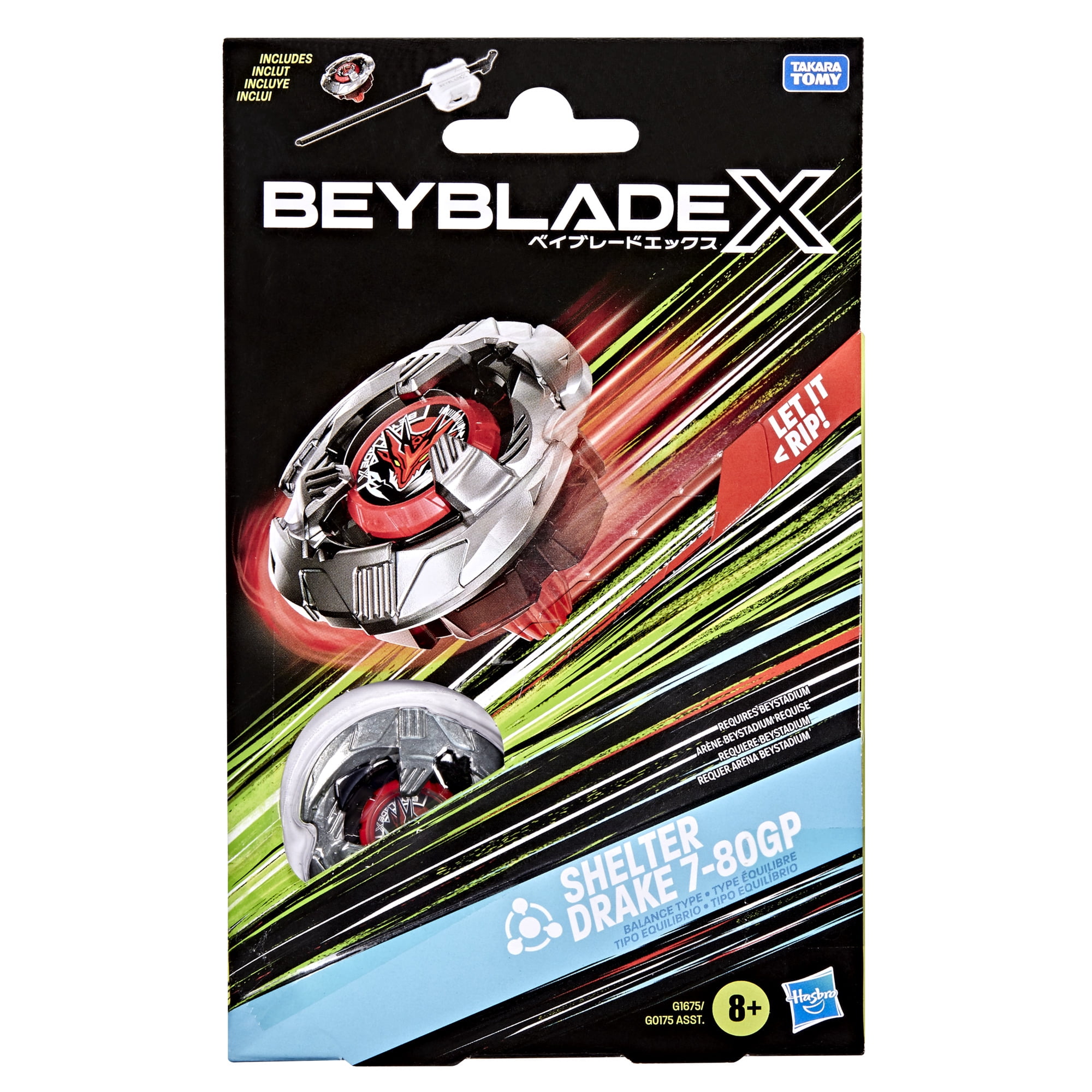 Beyblade X Shelter Drake 7-80GP BX Starter Pack Set with Balance Type Top & Launcher, Ages 8+
