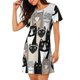 thumbnail image 2 of Easygdp Colors Cats Camisón de manga corta para mujer, informal, estampado, 2 of 6