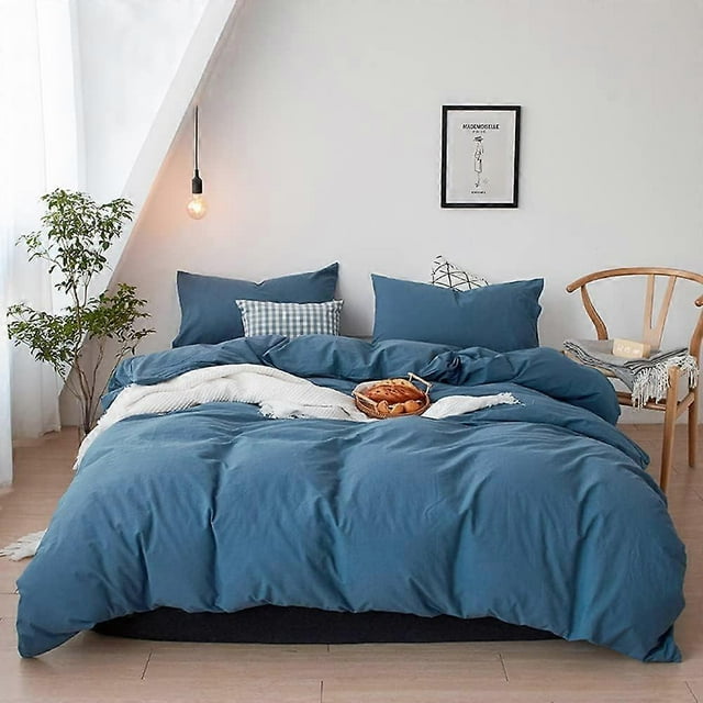 Blue Comforter Sets California King Women Dusty Blue Bedding Comforters Cal King Cotton Solid Color Lake Blue Quilts Men Greyish Blue Warm Blanket Adu