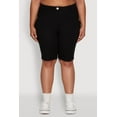 thumbnail image 4 of Womens Plus Size Hyperstretch High Waisted Bermuda Shorts with Faux Button, 4 of 5
