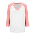 thumbnail image 6 of Hvyesh Women's V Neck 3/4 Sleeve Shirts Raglan Color Block Tunic Tees Baseball Style Loose Casual Tops, 6 of 7