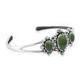 thumbnail image 3 of Sterling Silver Green Turquoise 3-Stone Oval Cuff Bracelet, Sizes Small to Large, 3 of 9