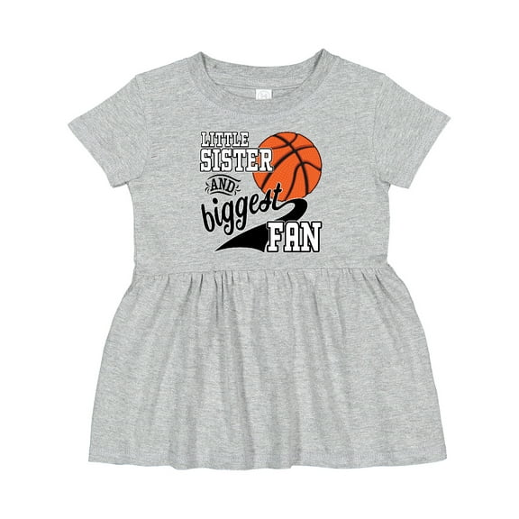 Inktastic Little Sister and Biggest Fan Basketball Player Girls Baby Dress