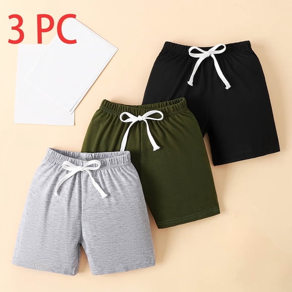 Sijiajgjfu 3PC Drawstring Athletic Shorts for Boys Elastic Waist Activewear Back to School Shorts Clearance for 2-8 Years Multicolor