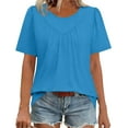 thumbnail image 4 of Byworldtasic No Boundarie Womens Summer Tops Trendy Short Sleeve T Shirts Pleated Crewneck Tees Casual Loose Blouses, 4 of 9