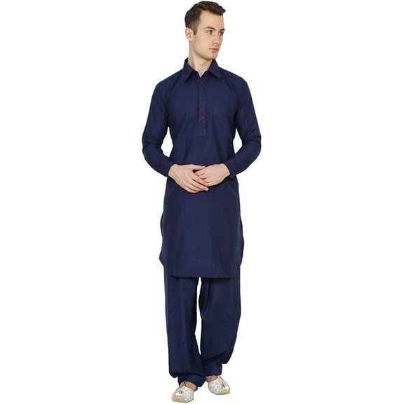 Royal Kurta Mens Cotton Blend Pathani Set