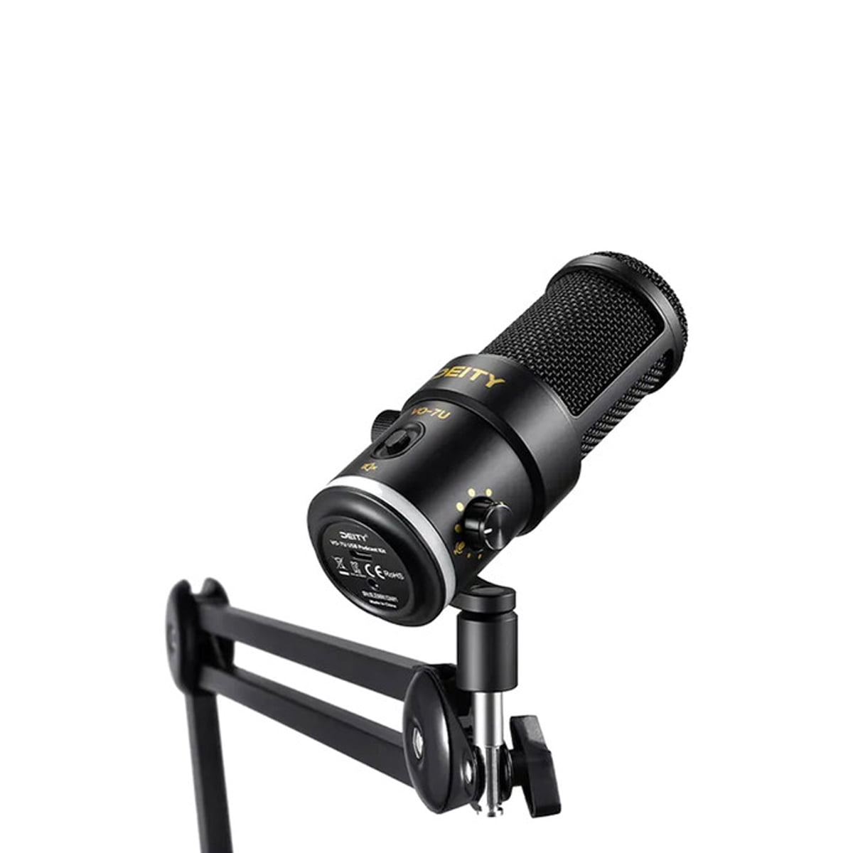 Deity Microphones VO-7U Dynamic Supercardioid USB Streamer Microphone with Boom Arm, Black