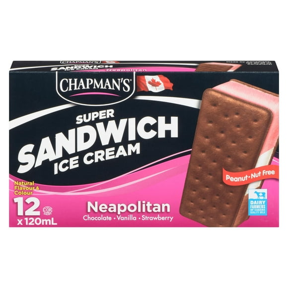 Chapman's Super Sandwich Neapolitan Ice Cream, 12 x 120mL