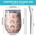 thumbnail image 5 of 12oz Stemless Wine Tumblers Pink Boho Bohemia Rainbows Hearts Stars Pattern Vacuum Insulated Stainless Steel Travel Tumbler Cups Mug with Lid and Straw for Champaign,Cocktail,Beer with Cleaning Brush, 5 of 5