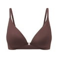 thumbnail image 3 of Riforla Front Closure Bras for Women No Underwire Low Cut Deep V Padded Bralette Seamless Comfy Bras with Support Womens Bras Brown M, 3 of 8
