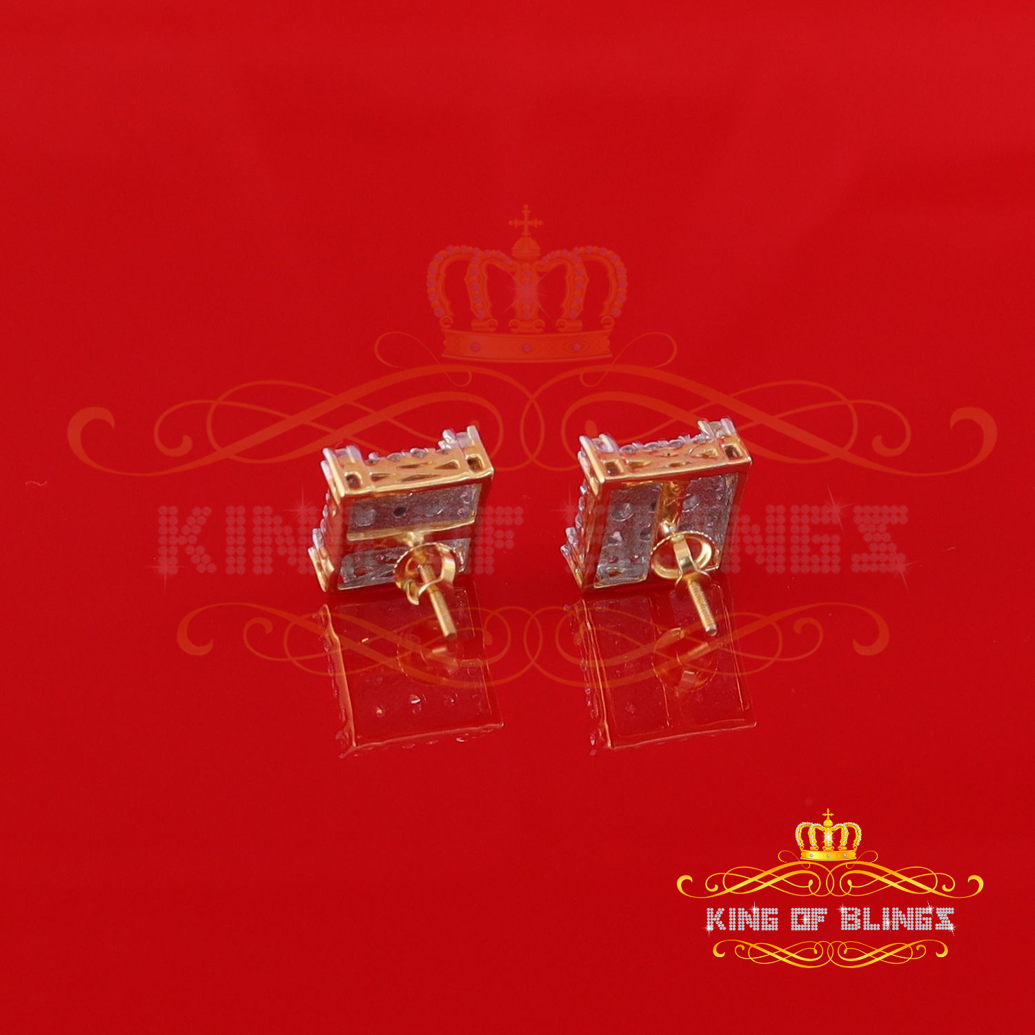 Stud Square D Color Genuine Moissanite Earrings 1.75 ct. t.w., 10k, Yellow Gold