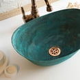 thumbnail image 4 of 12" Handmade Hammered 100% Solid Green Patina Copper Bathroom Vessel Sink Bowl – Countertop Basin for Vanity & Powder Room | Eco-Friendly Rustic Copper Sink, 4 of 13
