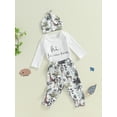 thumbnail image 3 of Suealasg 3Pcs Newborn Baby Boy Fall Clothes Tropical Print Long Sleeve Rompers and Elastic Pants Beanie Hat Set 3 6 12 18 Months Infant Boys Coming Home Outfit, 3 of 7