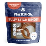 Pawstruck Natural 4" Bully Stick Rings for Dogs, Grain-Free Single Ingredient, 3 Count