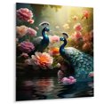 thumbnail image 2 of Designart "Blue Coral Indian Art Dancing Peacocks" Indian Art Metal Wall Art Prints, 2 of 5