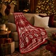thumbnail image 3 of Nordic Winter Village Deer Snowflake Holiday, Festive Holiday Scene, Warm Flannel Blanket for Living Room and Reading Nook, Art Lovers Friendship Gift, Festive Home Decor, 3 of 9